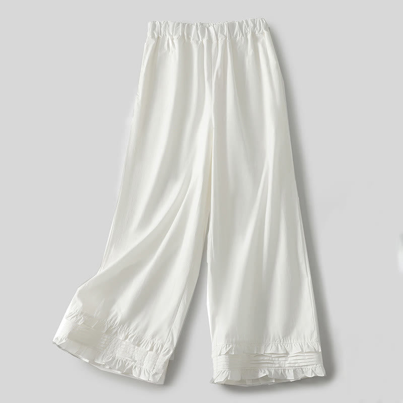 Tactile Cotton Linen Wide-Leg Mindful Movement Pants with Pockets