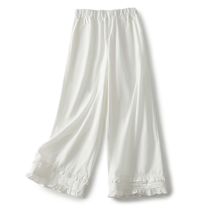 Tactile Cotton Linen Wide-Leg Mindful Movement Pants with Pockets