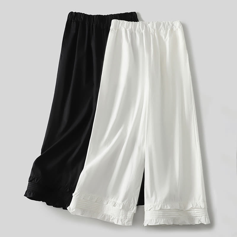 Tactile Cotton Linen Wide-Leg Mindful Movement Pants with Pockets