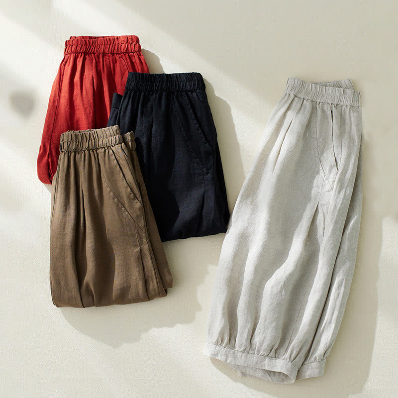 Tactile Cotton Linen High-Waist Grounding Harem Pants