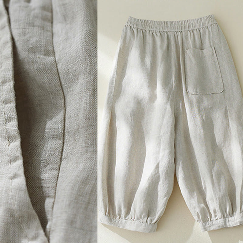 Tactile Cotton Linen High-Waist Grounding Harem Pants