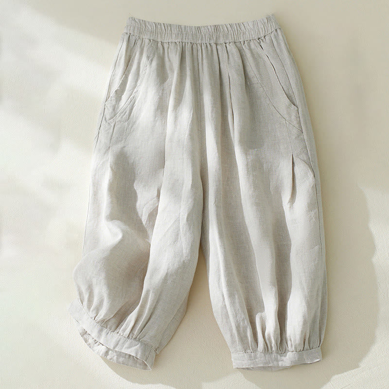 Tactile Cotton Linen High-Waist Grounding Harem Pants