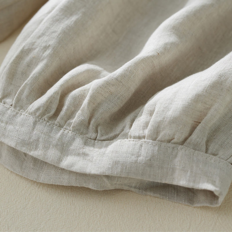 Tactile Cotton Linen High-Waist Grounding Harem Pants