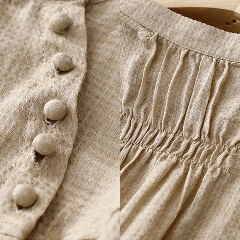 Tactile Cotton Linen Lace-Up Mindful Movement Shirt