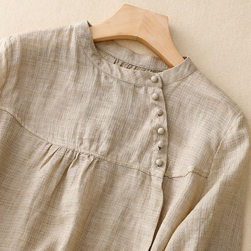 Tactile Cotton Linen Lace-Up Mindful Movement Shirt