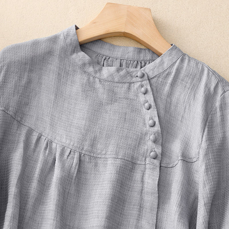 Tactile Cotton Linen Lace-Up Mindful Movement Shirt