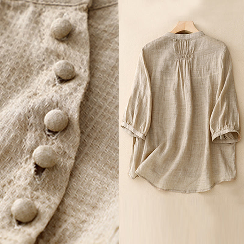 Tactile Cotton Linen Lace-Up Mindful Movement Shirt