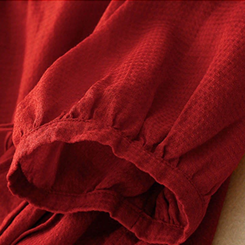 Tactile Cotton Linen Lace-Up Mindful Movement Shirt