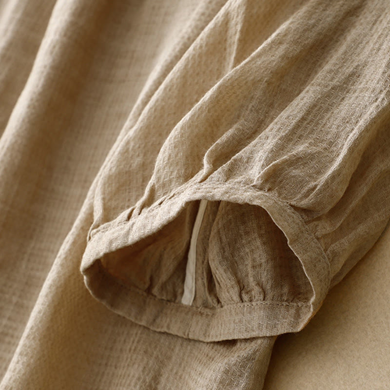 Tactile Cotton Linen Lace-Up Mindful Movement Shirt