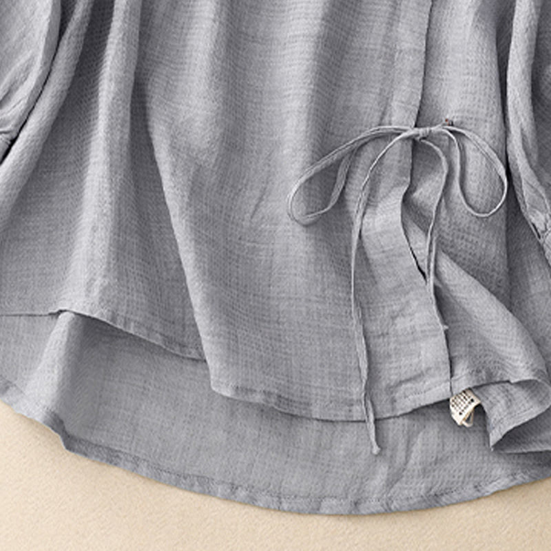 Tactile Cotton Linen Lace-Up Mindful Movement Shirt