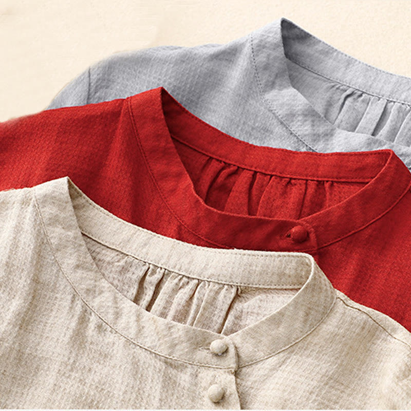 Tactile Cotton Linen Lace-Up Mindful Movement Shirt