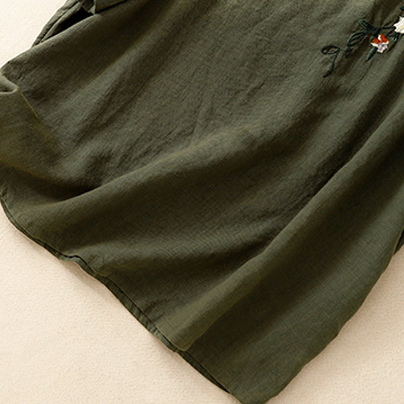 Lightweight Cotton Embroidered Crew Neck Meditation Tee