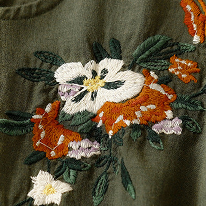 Lightweight Cotton Embroidered Crew Neck Meditation Tee