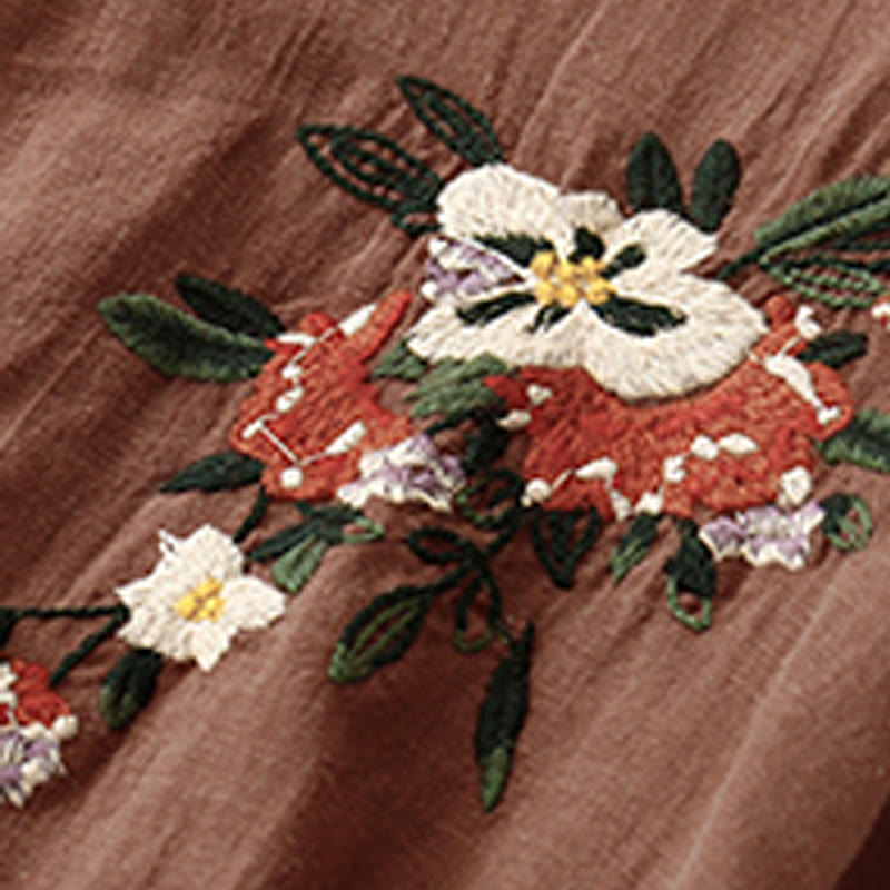Lightweight Cotton Embroidered Crew Neck Meditation Tee