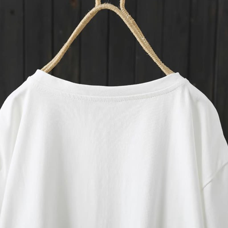 Casual Loose Summer Plain Crew Neck Women's Cotton Short Sleeve T-shirt