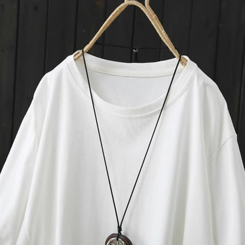 Casual Loose Summer Plain Crew Neck Women's Cotton Short Sleeve T-shirt