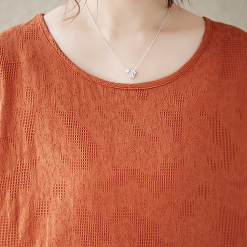 Cotton Linen Jacquard Puff Sleeve Meditation Midi Dress
