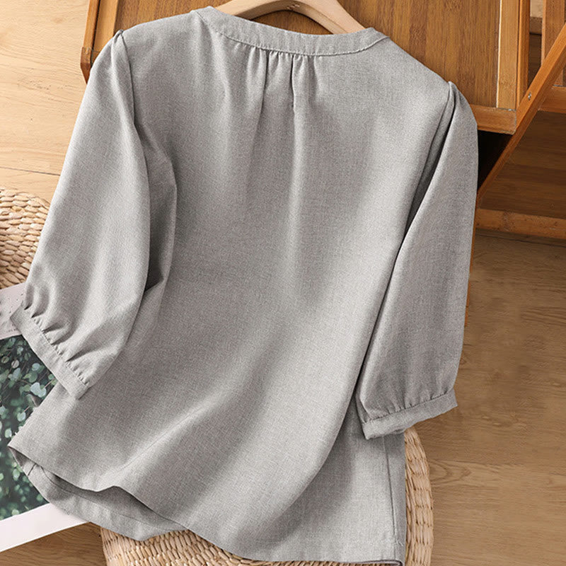 Cotton Linen 3/4 Sleeve Mindful Grounding Shirt