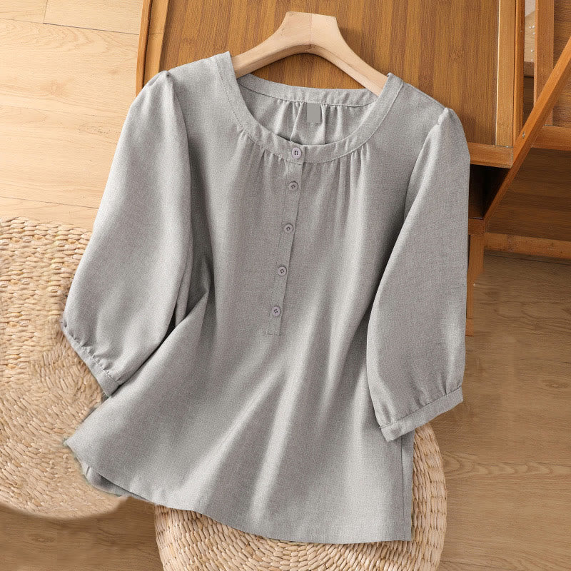Cotton Linen 3/4 Sleeve Mindful Grounding Shirt