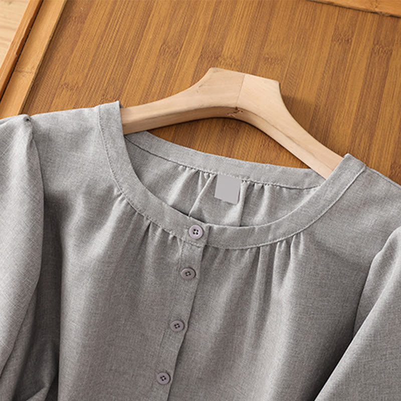 Cotton Linen 3/4 Sleeve Mindful Grounding Shirt