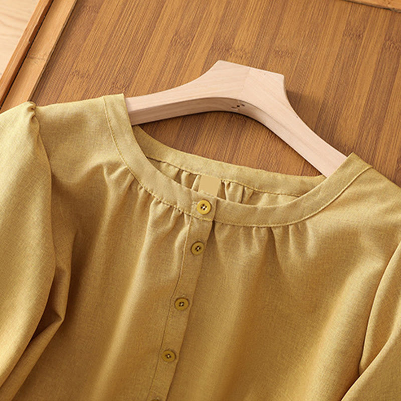 Cotton Linen 3/4 Sleeve Mindful Grounding Shirt