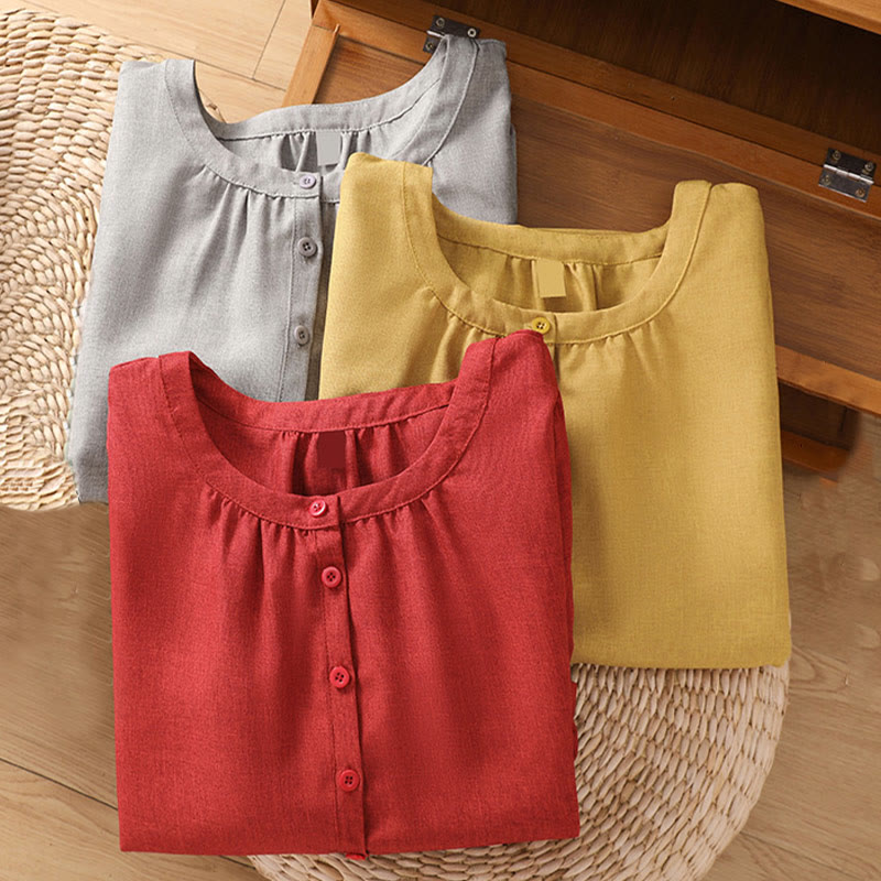 Cotton Linen 3/4 Sleeve Mindful Grounding Shirt