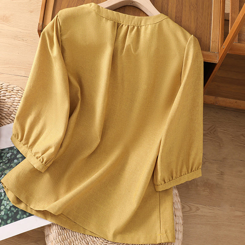 Cotton Linen 3/4 Sleeve Mindful Grounding Shirt