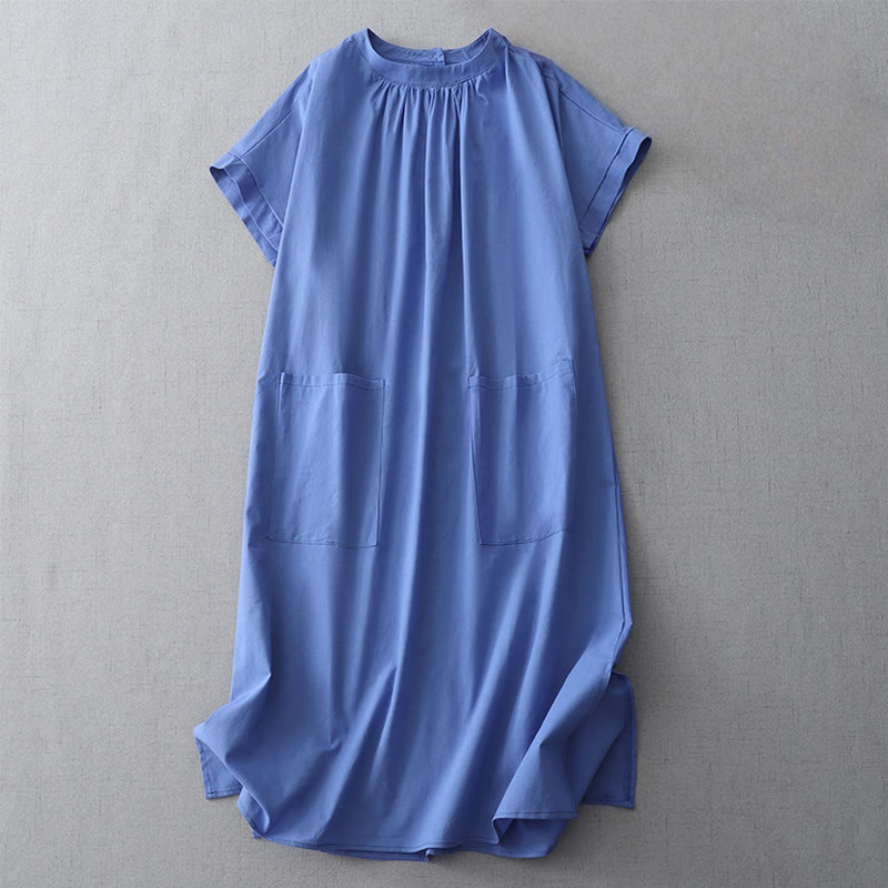 Tactile Cotton Linen Minimalist Daily Grounding Midi Dress