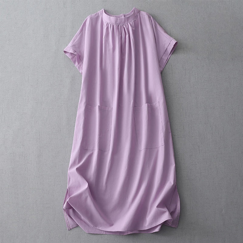 Tactile Cotton Linen Minimalist Daily Grounding Midi Dress