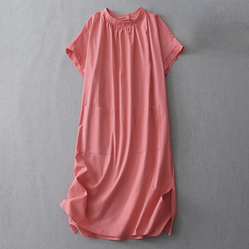 Tactile Cotton Linen Minimalist Daily Grounding Midi Dress