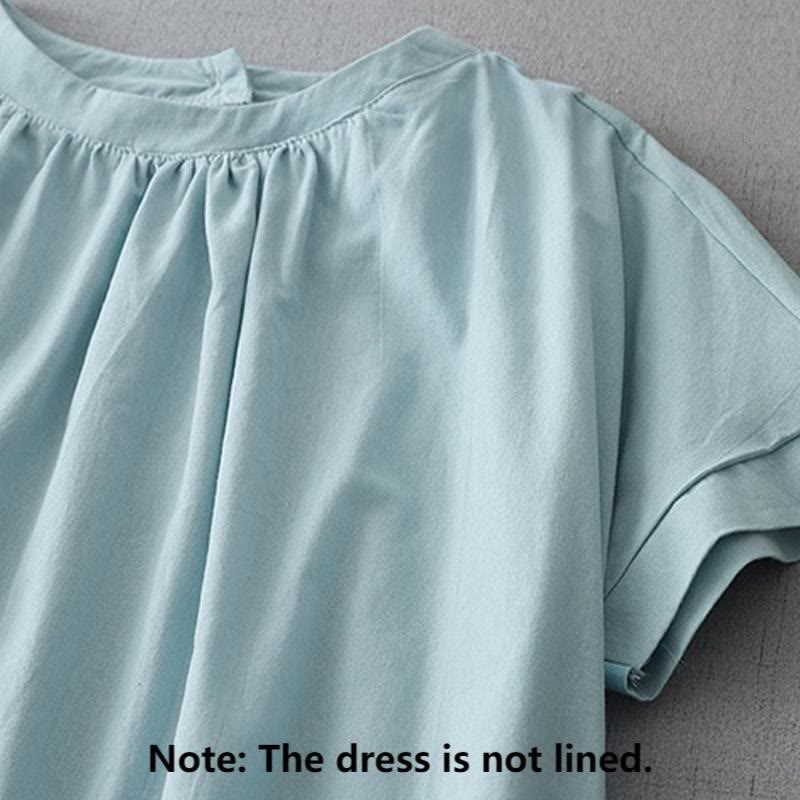 Tactile Cotton Linen Minimalist Daily Grounding Midi Dress
