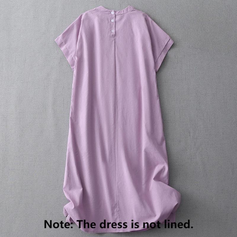 Tactile Cotton Linen Minimalist Daily Grounding Midi Dress