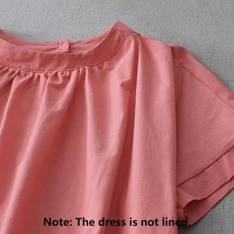 Tactile Cotton Linen Minimalist Daily Grounding Midi Dress
