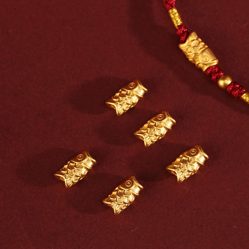 Handmade 24K Gold Koi Fish Braided Red String Adjustable Bracelet