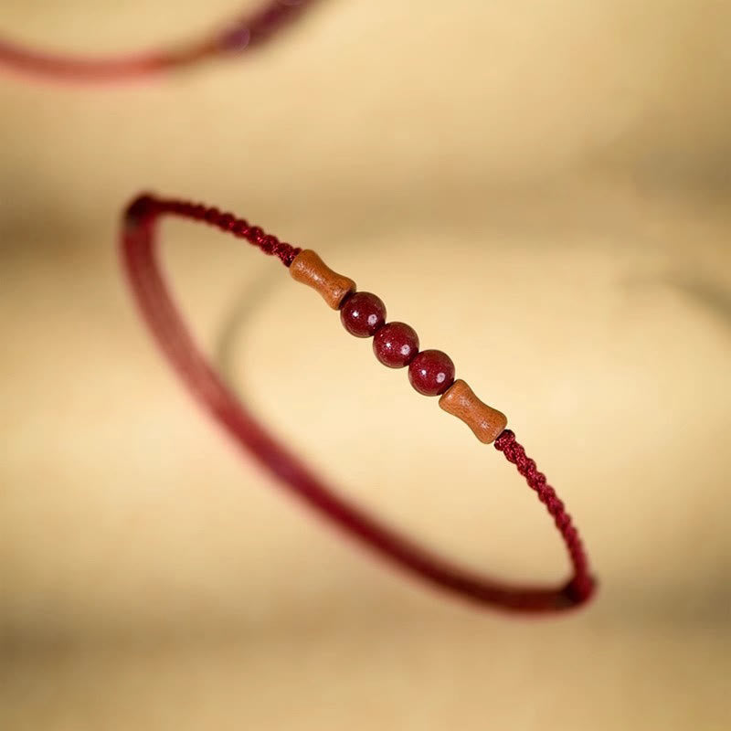 Cinnabar Beads Peach Wood Blessing String Bracelet