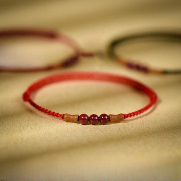 Cinnabar Beads Peach Wood Blessing String Bracelet