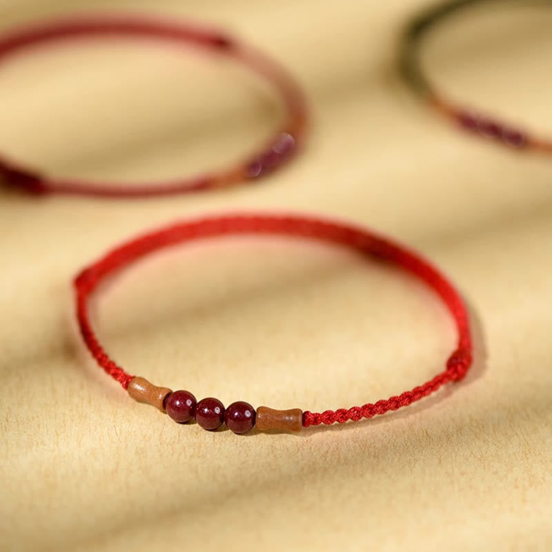 Cinnabar Beads Peach Wood Blessing String Bracelet