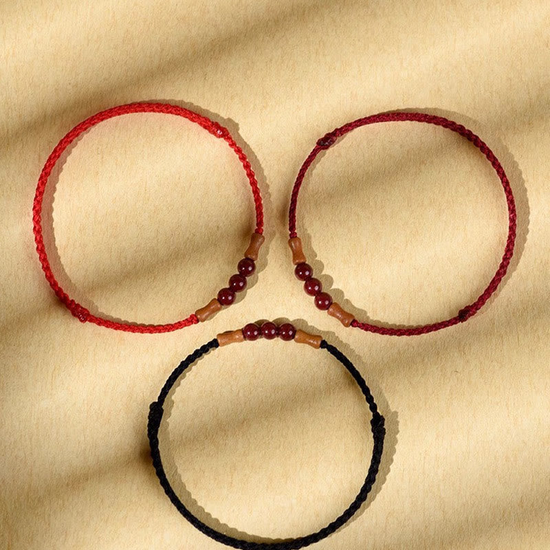 Cinnabar Beads Peach Wood Blessing String Bracelet