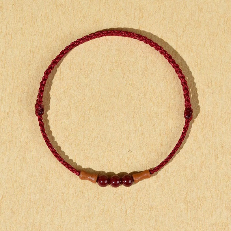 Cinnabar Beads Peach Wood Blessing String Bracelet