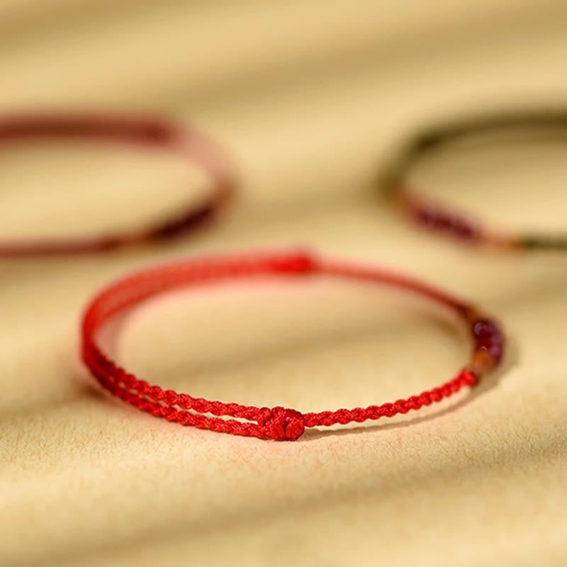 Cinnabar Beads Peach Wood Blessing String Bracelet