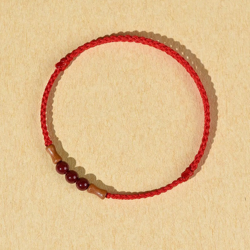 Cinnabar Beads Peach Wood Blessing String Bracelet