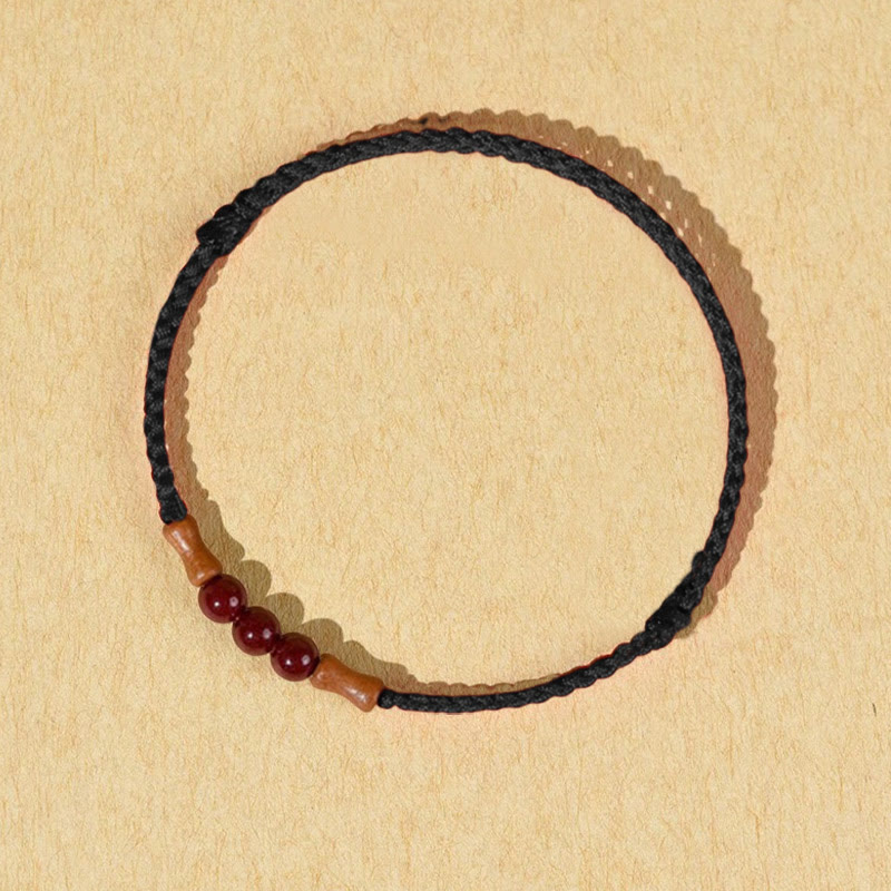 Cinnabar Beads Peach Wood Blessing String Bracelet