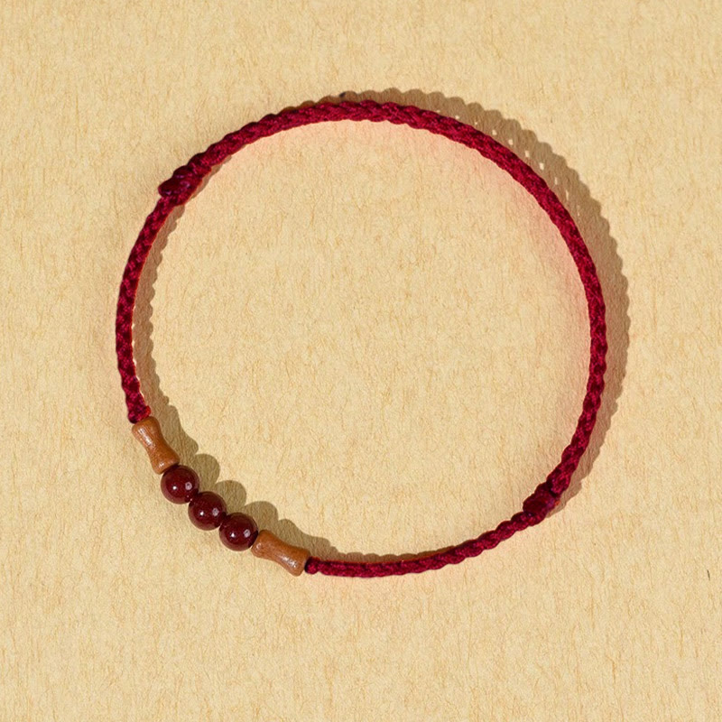 Cinnabar Beads Peach Wood Blessing String Bracelet