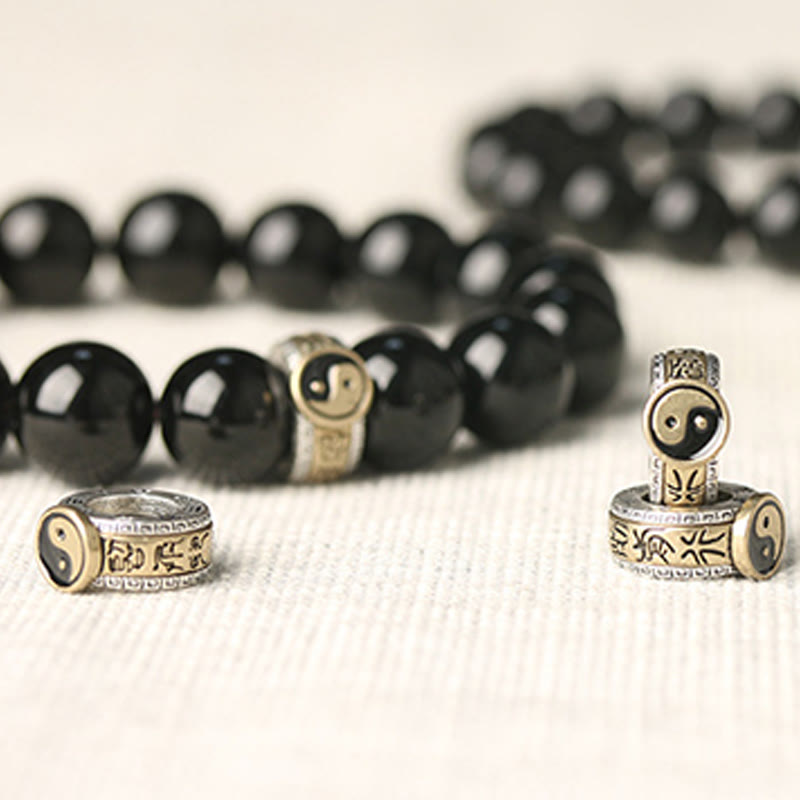 Black Obsidian Yin Yang Nine-Character Mantra Fulfilment Bracelet