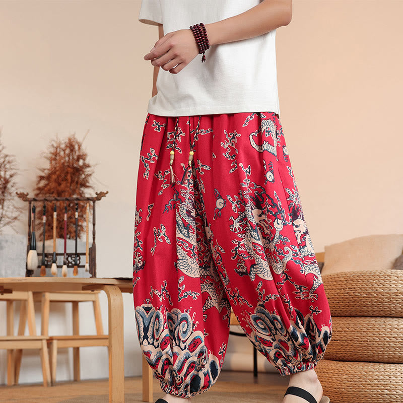 Cotton Dragon Print Mindful Movement Harem Pants