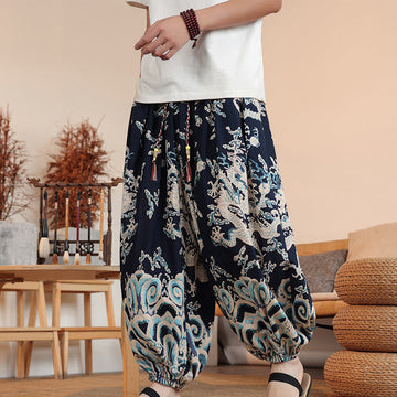 Cotton Dragon Print Mindful Movement Harem Pants