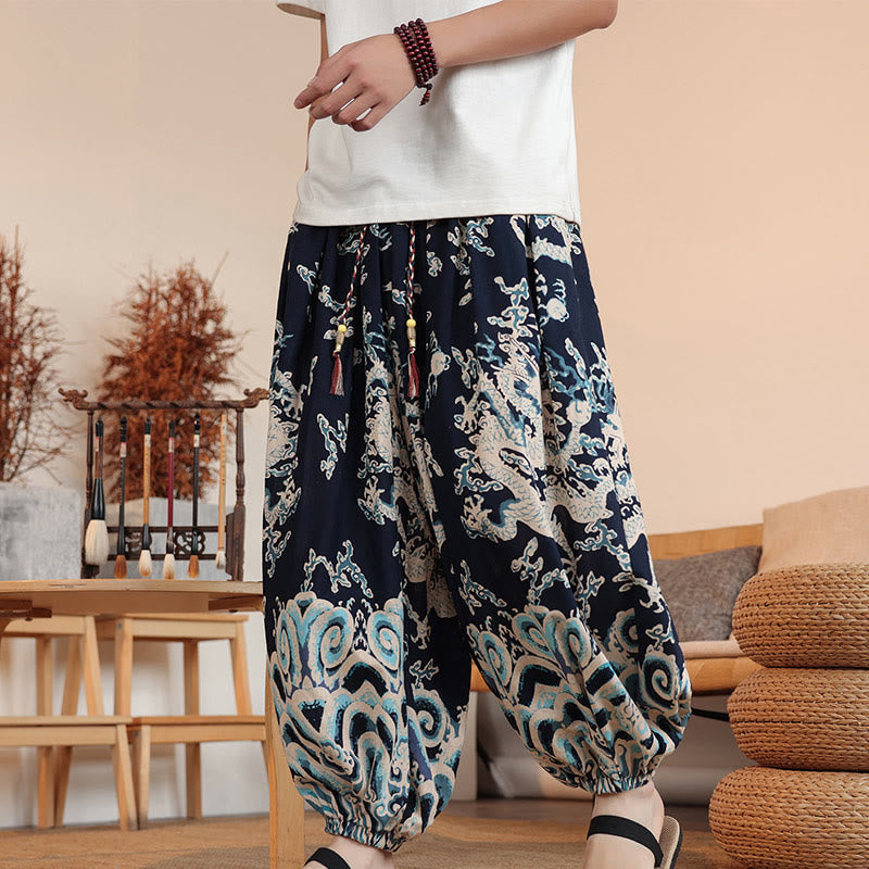 Cotton Dragon Print Mindful Movement Harem Pants