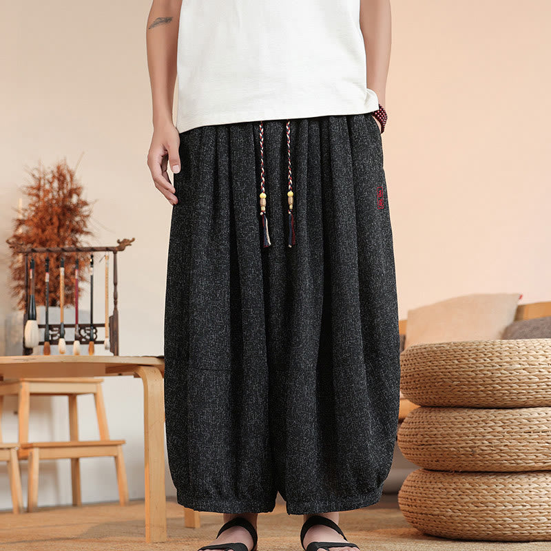 Lightweight Embroidered Cropped Men's Meditation Harem Pants