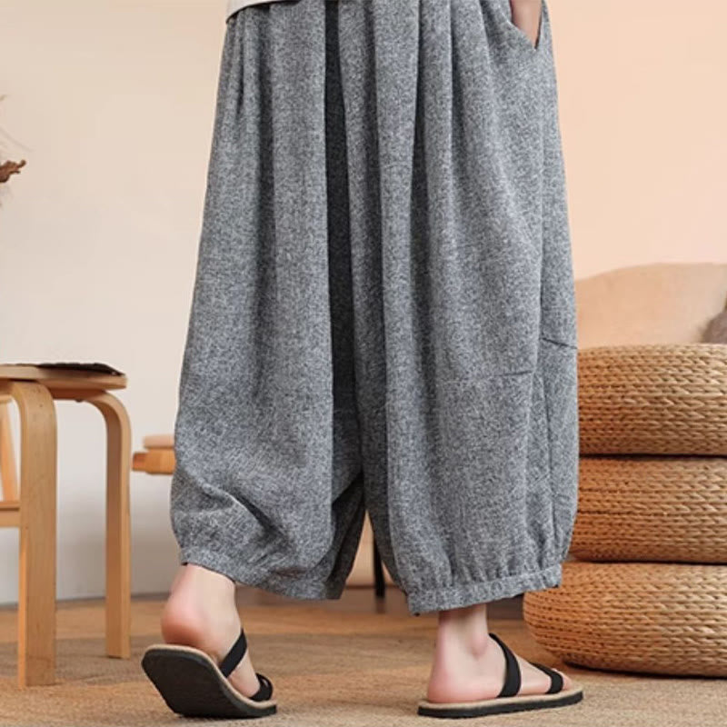 Lightweight Embroidered Cropped Men's Meditation Harem Pants