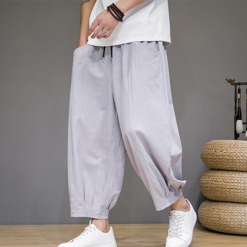 Breathable Cotton Cropped Meditation Harem Pants